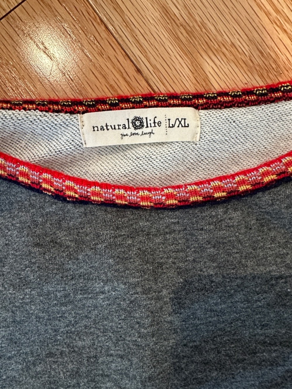 NATURAL LIFE Gray Knit Trim Sweatshirt L/XL - Picture 4 of 5